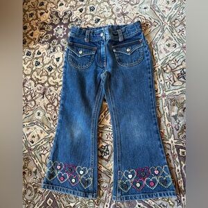 Gymboree Blue Flare Jeans with Heart Embroidery